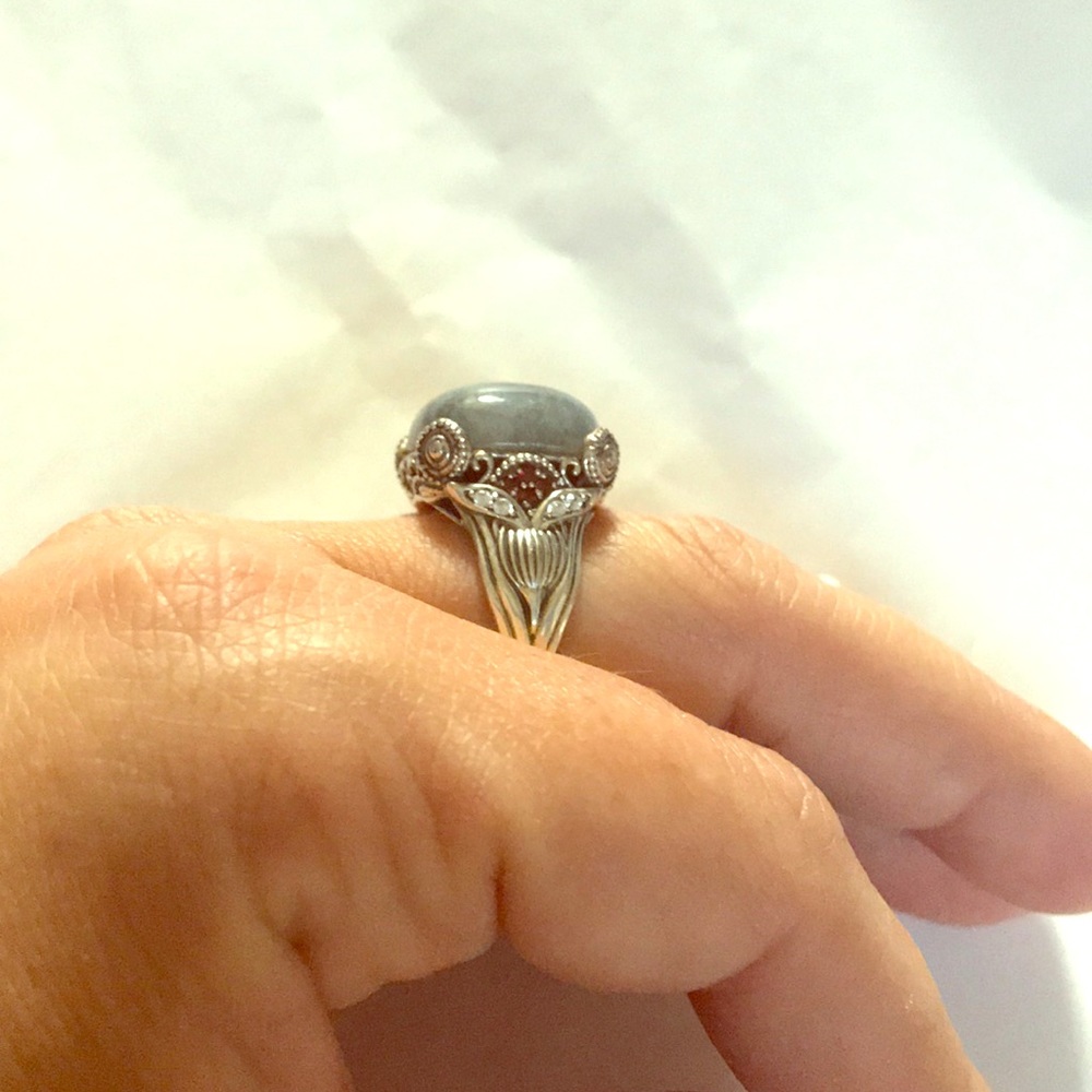 Silver ring with gray center stone